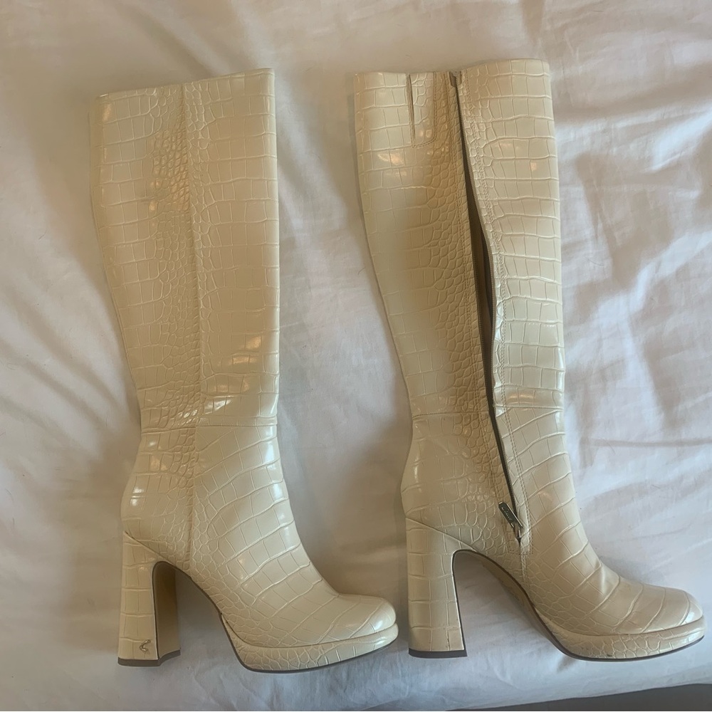Sam Edelman circus white knee high boots
